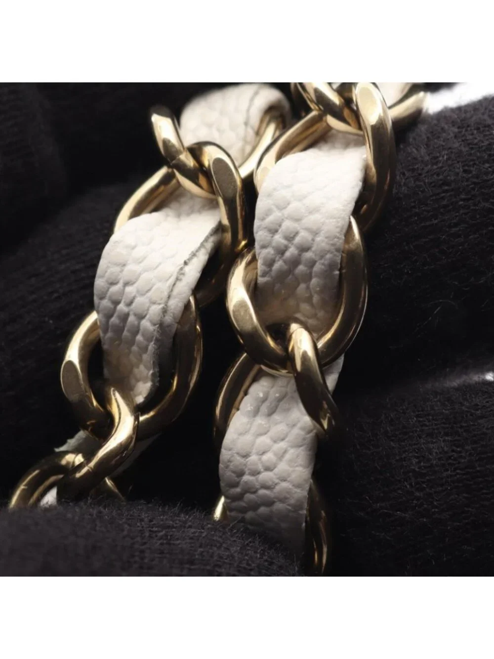Chanel Shoulder Bag Quilted Double Flap White Caviar Leather Chain